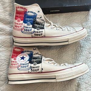 Converse X Andy Warhol high tops Campbell Soup design size 11 W. 9 M